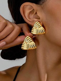 Designs & You - Gold-Plated Anti Tarnish Stainless Steel Triangular Stud Earrings