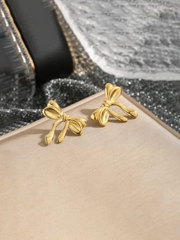 Designs & You - Gold-Plated Anti Tarnish Stainless Steel Bow Themed Stud Earrings