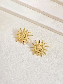 Designs & You - Gold-Plated Anti Tarnish Stainless Steel Sun Shaped Stud Earrings
