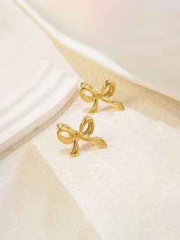 Designs & You - Gold-Plated Anti Tarnish Stainless Steel Bow Themed Stud Earrings