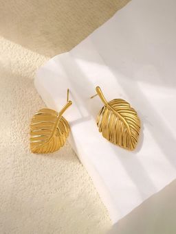 Designs & You - Gold-Plated Anti Tarnish Stainless Steel Leaf Shaped Stud Earrings