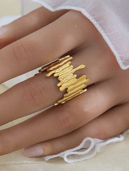 Designs & You - Gold-Plated Anti Tarnish Stainless Steel Contemporary Adjustable Ring