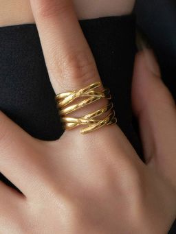Designs & You - Gold-Plated Anti Tarnish Stainless Steel Contemporary Adjustable Ring