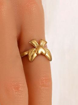 Designs & You - Gold-Plated Anti Tarnish Stainless Steel Bow Themed Adjustable Ring