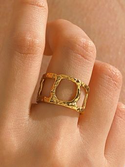 Designs & You - Gold-Plated Anti Tarnish Stainless Steel Contemporary Adjustable Ring