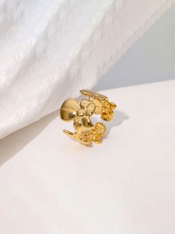 Designs & You - Gold-Plated Anti Tarnish Stainless Steel Floral Adjustable Ring