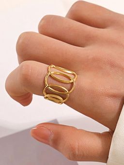 Designs & You - Gold-Plated Anti Tarnish Stainless Steel Endless Loops Adjustable Ring