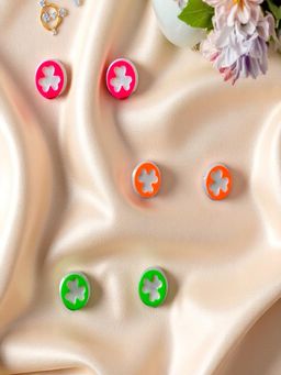 Accessher - Minimalist Floral Cutout Stud Earrings (Pack of 3)