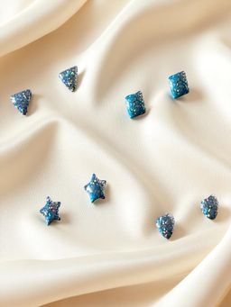 Accessher - Multicolour Glitter Stud Earrings Set (Pack of 4)