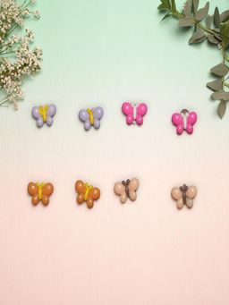 Accessher - Pastel Butterfly Stud Earrings Set (Pack of 4)