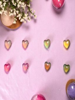 Accessher - Glossy Pastel Heart Stud Earrings - Cute (Pack of 4)