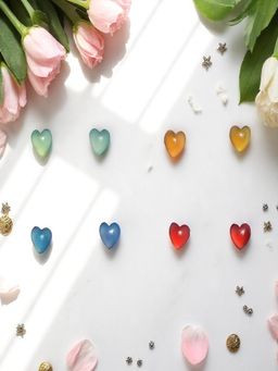 Accessher - Glossy Pastel Heart Studs - Cute (Pack of 4)