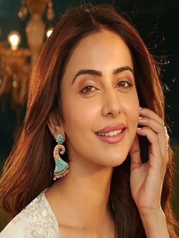 Accessher - Gold Plated Traditional Drop Earrings Red Stone