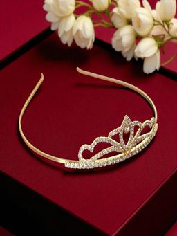 Accessher - Gold Crystal Elegant Tiara Crown