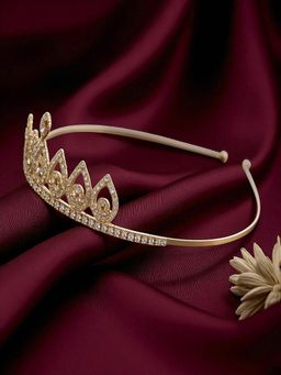 Accessher - Gold Multi-Layer Crystal Tiara Crown