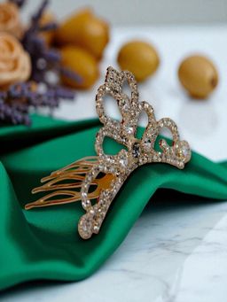 Accessher - Gold Crystal Crown Princess Tiara Crown