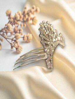 Accessher - Silver Diamond-Cut Crystal Tiara Crown