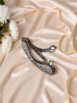 Accessher - Antique Crystal Hair Clutcher with Bow Design Barrette Hair Clip