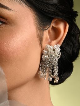 House of D'oro - Silver Plated Pearl Festive Medium Size Earrings