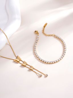 Palmonas - Butterfly Long Chain Necklace and Diamond Affair Bracelet Combo Set