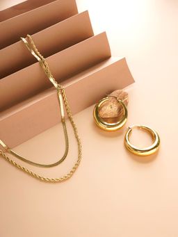 Palmonas - Rope N Snake Chain and Chic Chunky Hoop Earrings Set