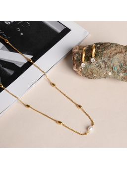 Palmonas - Single Pearl Necklace and Athena Solitaire Hoop Earrings Jewellery Set