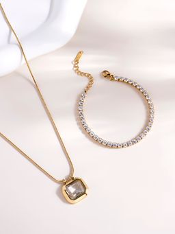 Palmonas - Octagon Diamond Necklace and Diamond Affair Bracelet Combo Set