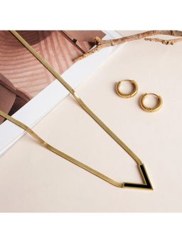 Palmonas - Black Vixen Necklace and Classic Textured Hoops Jewellery Set