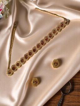 Accessher - Gold Plated Crystal Jewellery Set