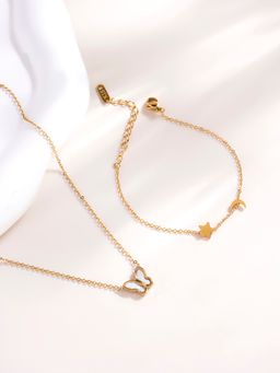 Palmonas - Star Moon Bracelet and Little Butterfly Necklace Combo Set