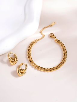 Palmonas - Chunky Small and Gold Heart Hoop Jewellery Set