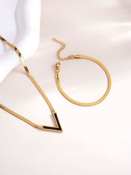 Palmonas - Snake Charm Bracelet and Black Vixen Necklace Combo Set