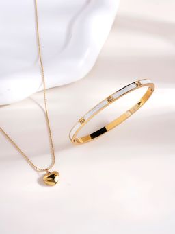 Palmonas - White Heart Necklace and Luminous Lore Bracelet Combo Set