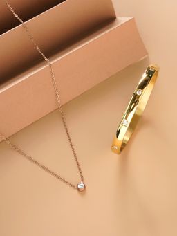 Palmonas - Stone and Strand Necklace and Dazzling Stone Bangle Bracelet Combo Set