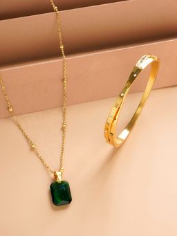 Palmonas - Roman Tales Bracelet and Dazzling Emerald Necklace Combo Set