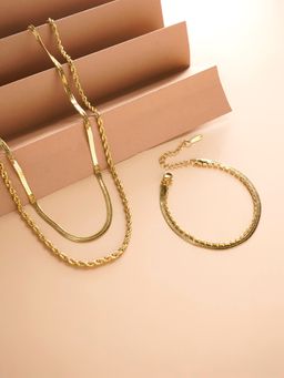 Palmonas - Multi-Layered Beaded Bracelet and Rope N Snake Chain Combo Set