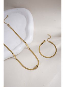 Palmonas - Gilded Rings Layered Necklace and Snake Charm Bracelet Combo Set