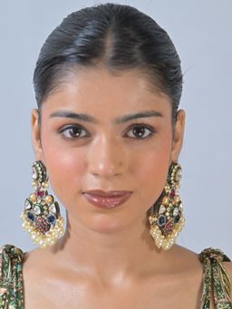 Swan Jewels - Janki Multicolour Traditional Chandbali Earrings
