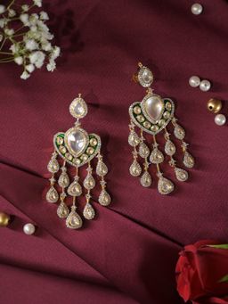 Swan Jewels - Peacock Meenakari Polki Dangler Earrings