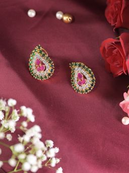 Swan Jewels - Shankh Emerald Diamond Stud Earrings