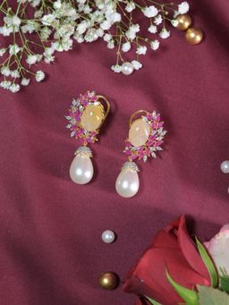 Swan Jewels - Mani Yellow Tassel Pearl Drop Earrings