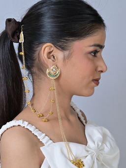 Swan Jewels - Shikara Kashmiri Green Traditional Long Earrings