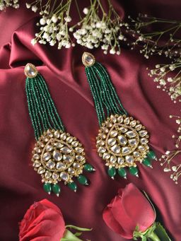 Swan Jewels - Kedarnath Jadau Green Pearl Earrings
