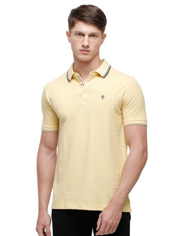 Classic Polo - Men Cotton Solid Half Sleeve Slim Fit Polo Neck Yellow Color T-Shirt