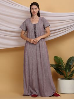 Sweet Dreams - Women Printed Night Dress Purple