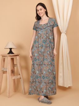 Sweet Dreams - Women Printed Night Dress Grey