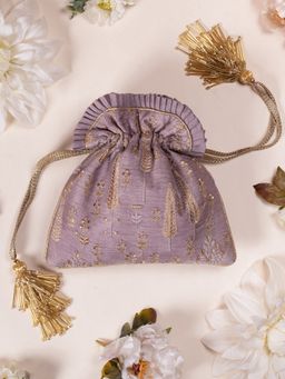 AMYRA - Arbre Silk Embroidered Potli Bag Wisteria