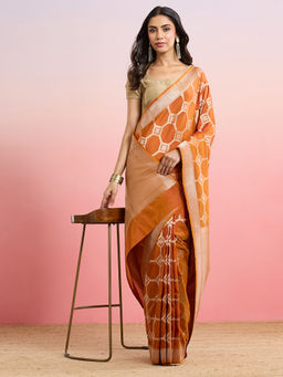 Fabindia - Rust Viscose Blend Saree