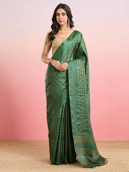 Fabindia - Green Silk Blend Saree