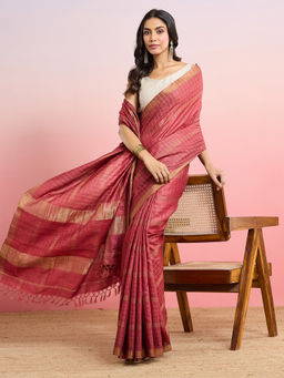Fabindia - Rust Silk Blend Saree